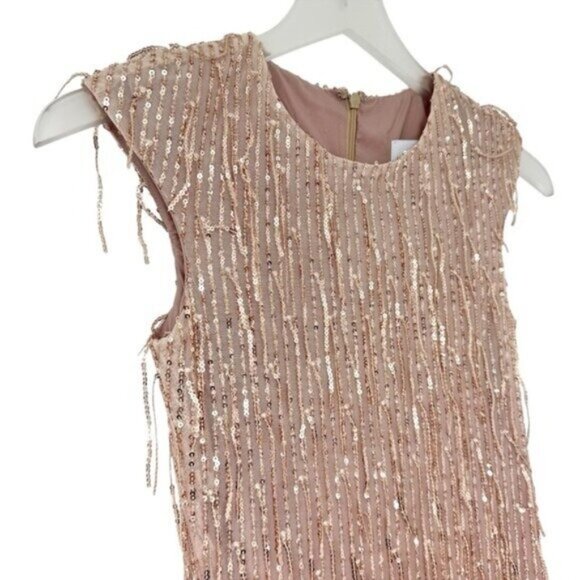 NWT Saint Art Aida Sequin Fringe Rose Gold Ombre Sleeveless Dress Size XXS - Picture 8 of 12